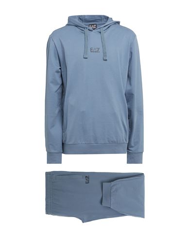 Ea7 Man Tracksuit Pastel Blue Size 3xl Cotton