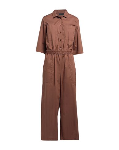 Shop Victoria C. Woman Jumpsuit Brown Size 8 Cotton, Polyamide, Elastane