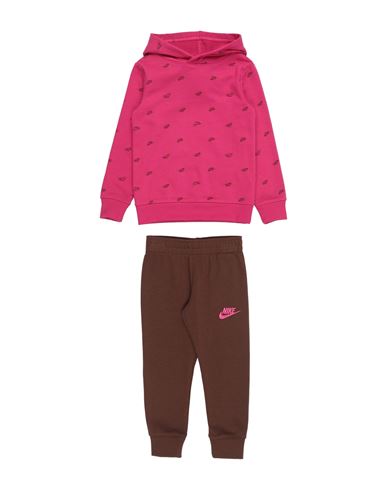Nike Babies'  B Nsw Club Ssnl Aop Set Toddler Girl Tracksuit Fuchsia Size 6 Cotton, Polyester In Pink
