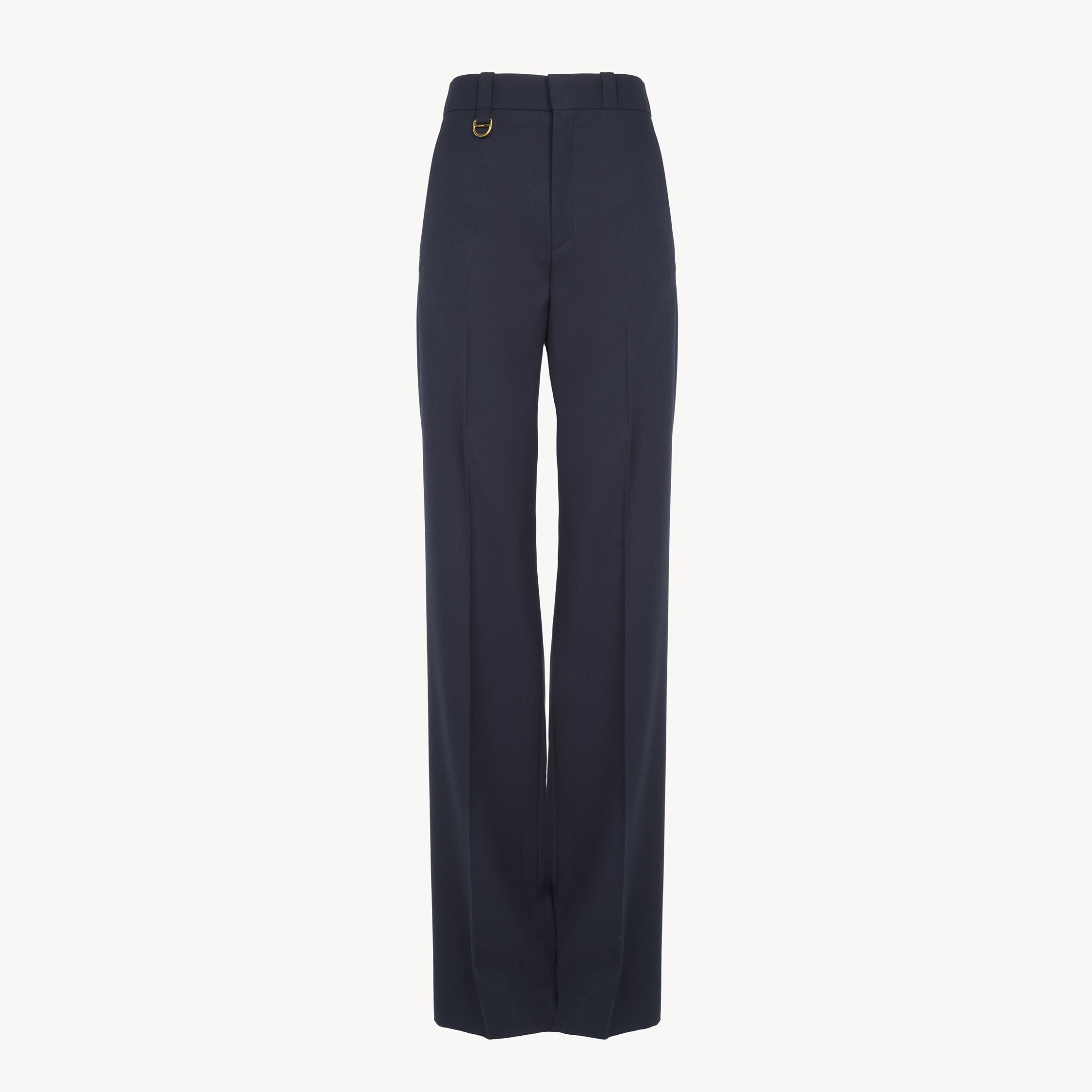 Shop Chloé Tailored Trousers In Wool Grain De Poudre Blue Size 12 100% Wool