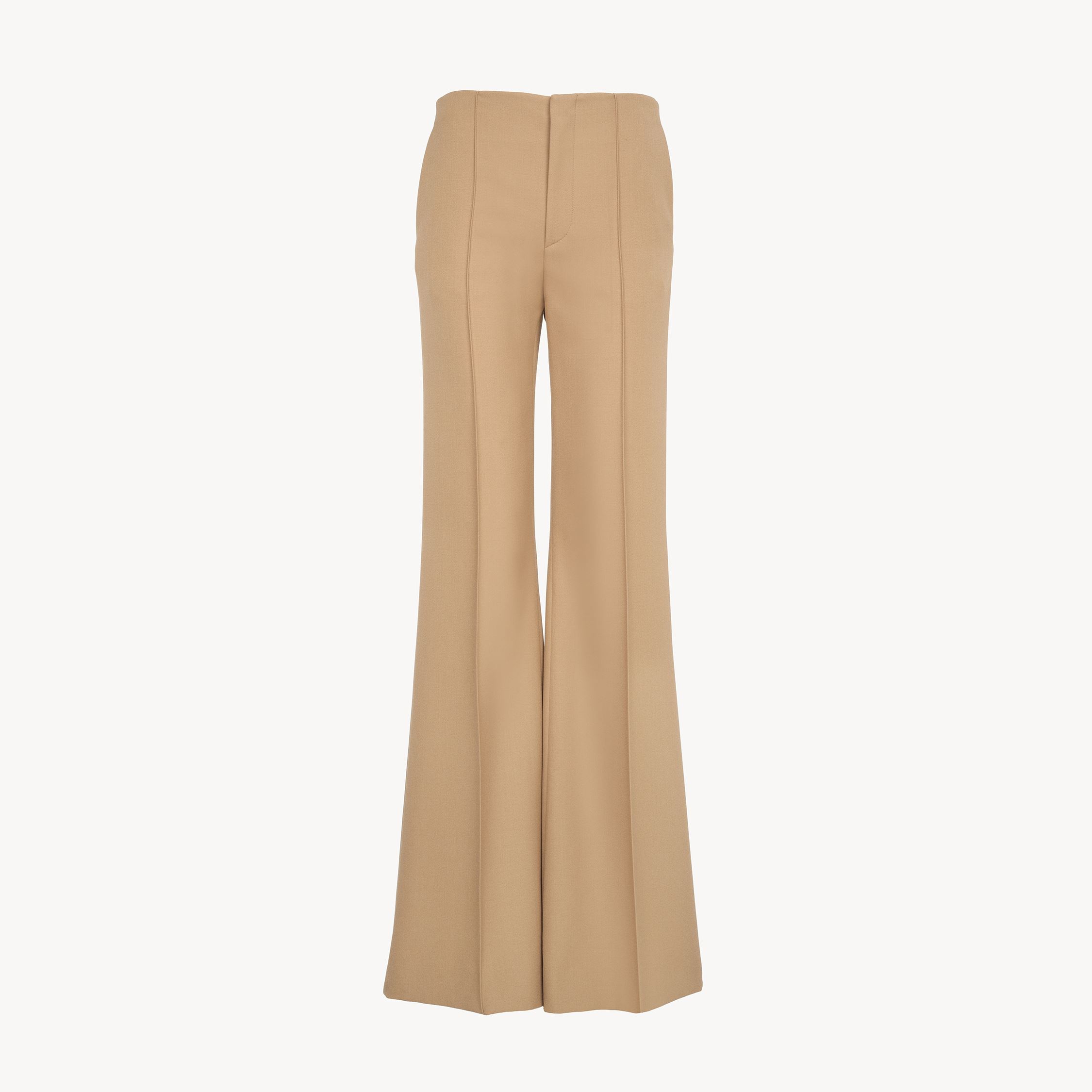 Chloé Pintuck Bootcut Trousers In Brown