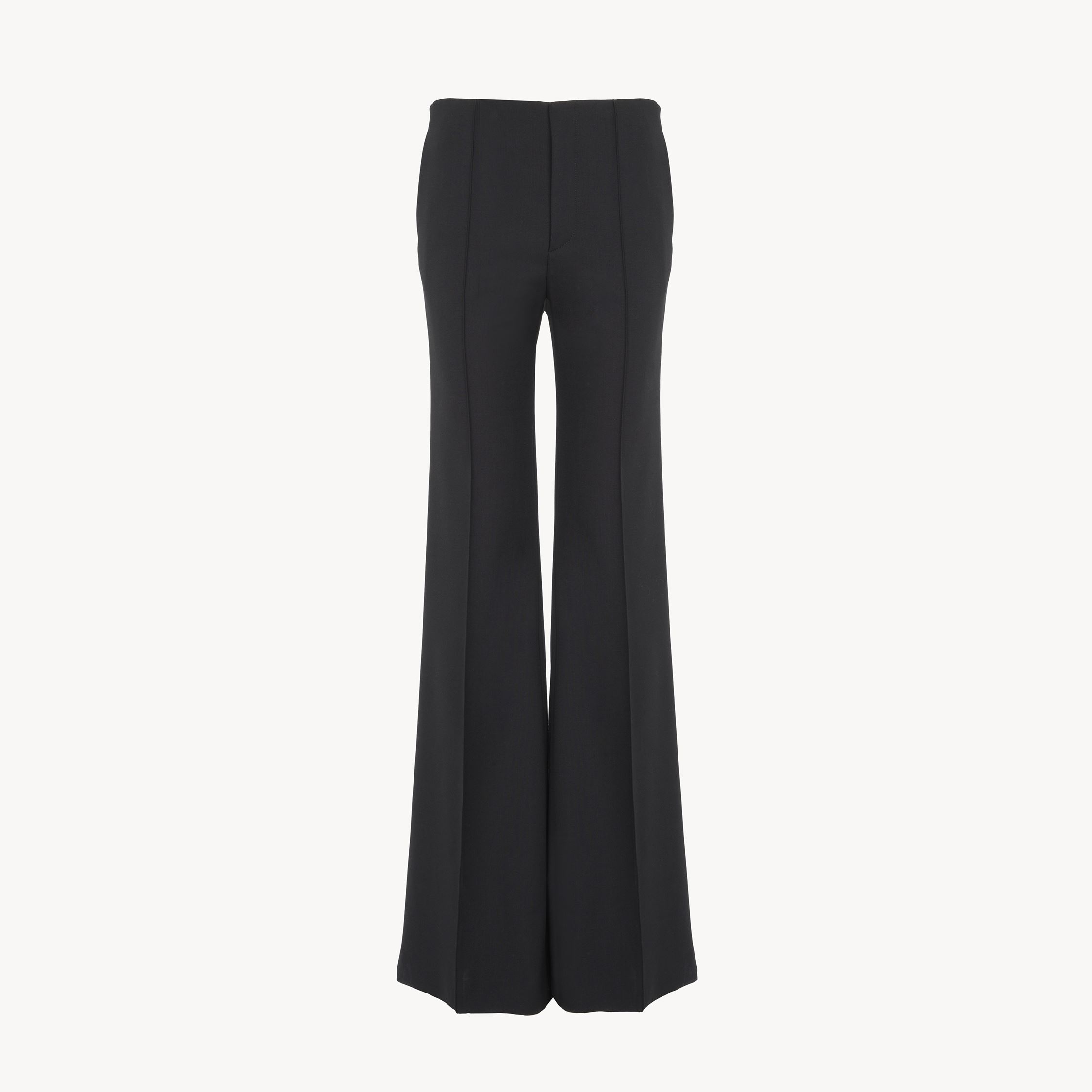 Shop Chloé Pantalon Évasé En Laine Stretch Femme Noir Taille 34 95% Laine Vierge, 5% Élasthanne In Black