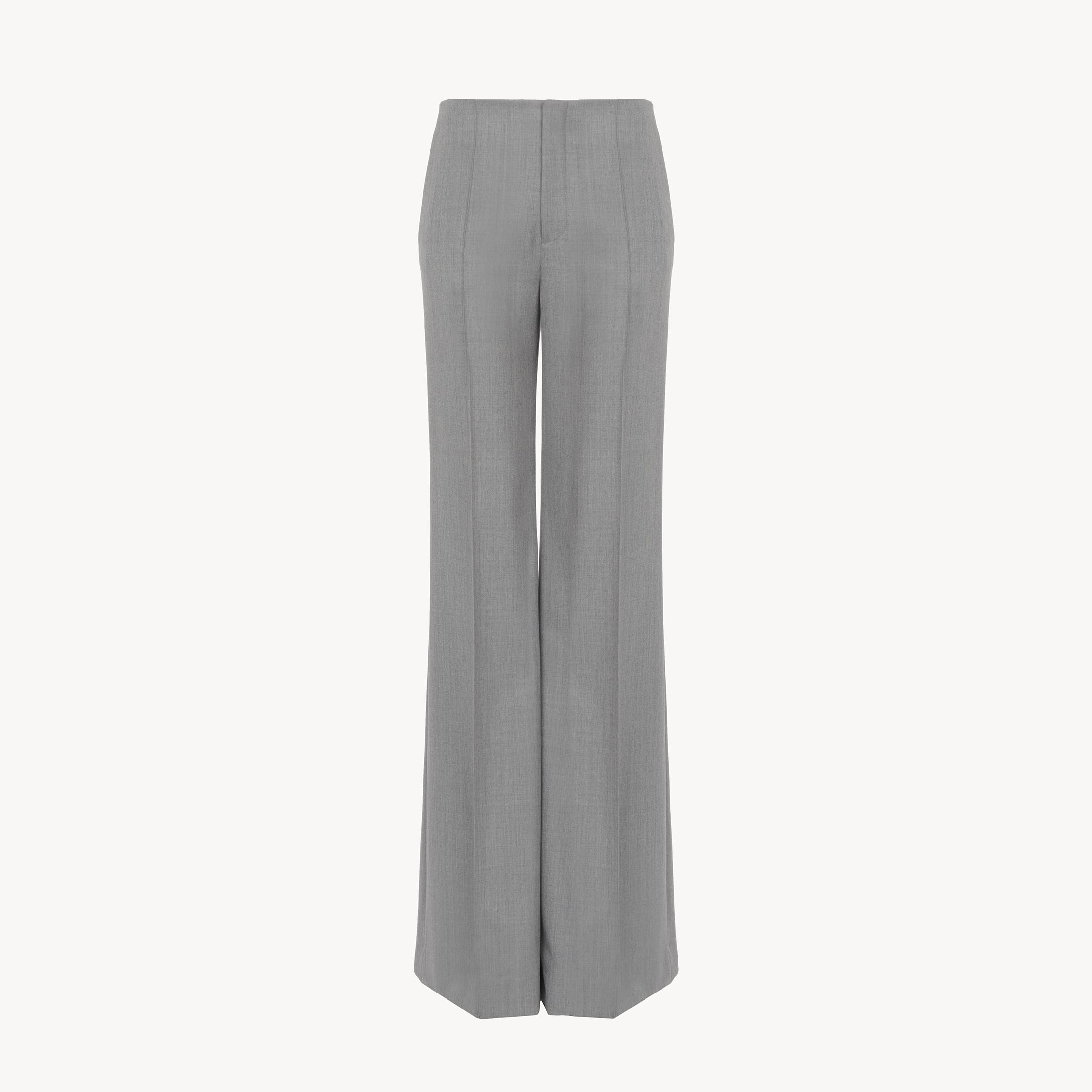 Chloé Grain De Poudre Wool Flared Pants In Grey