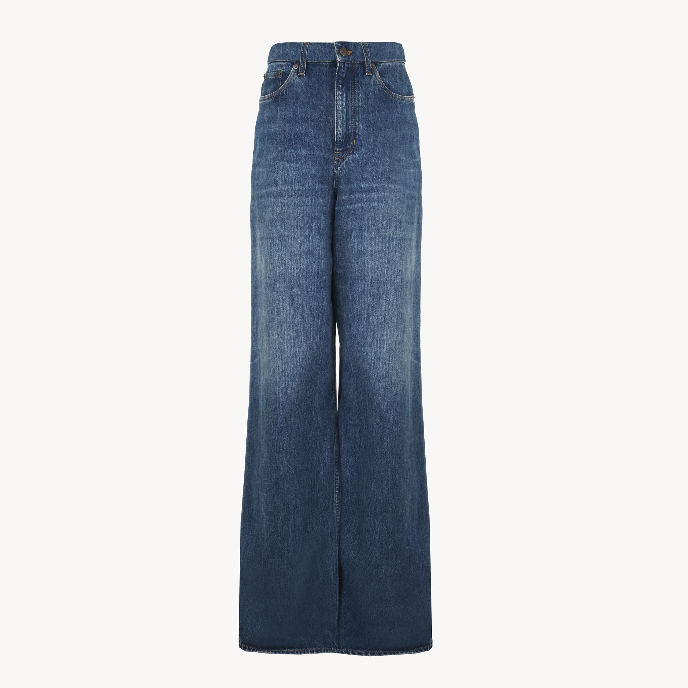 Shop Chloé Jean Large En Denim Femme Bleu Taille 32 100% Coton In Blue