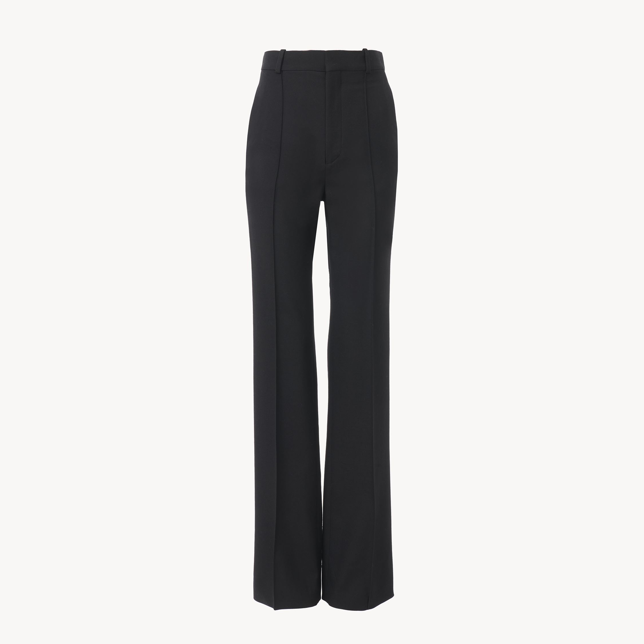 Shop Chloé High-waisted Trousers In Wool Gabardine Black Size 14 100% Wool