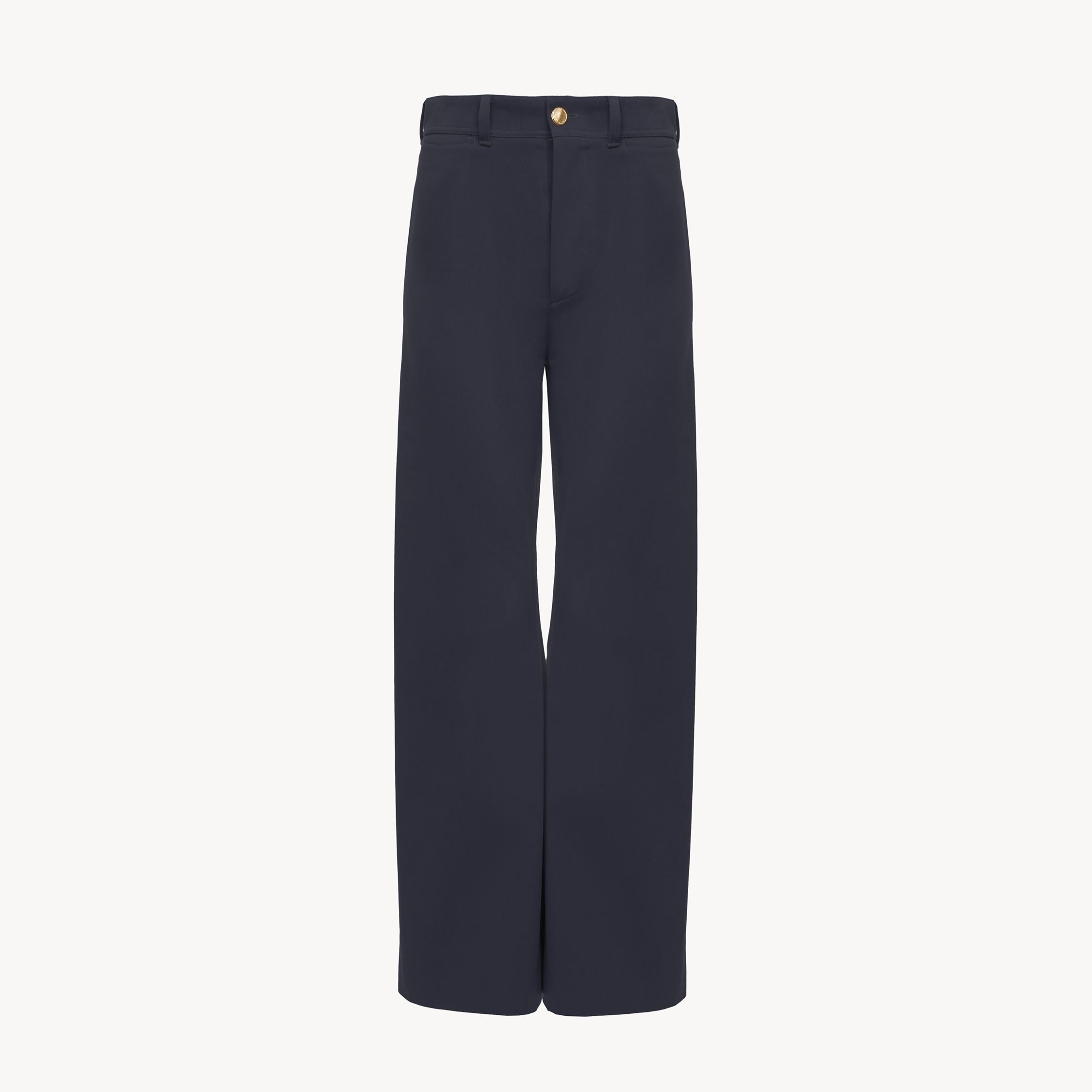 Shop Chloé Pantalon Court Évasé En Gabardine De Coton Femme Bleu Taille 44 100% Coton, Horn Bubalus Bubalis, Fa In Blue