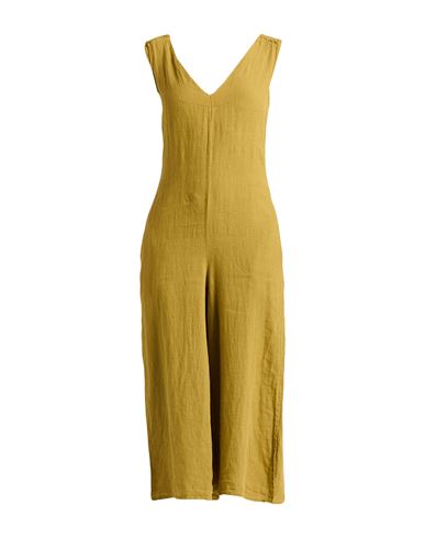 Shop Alessia Santi Woman Jumpsuit Mustard Size 4 Linen In Yellow