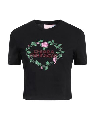 Woman T-shirt Black Size L Cotton