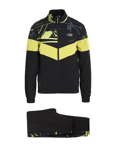 Ea7 Man Tracksuit Black Size Xxl Polyester, Elastane In Black