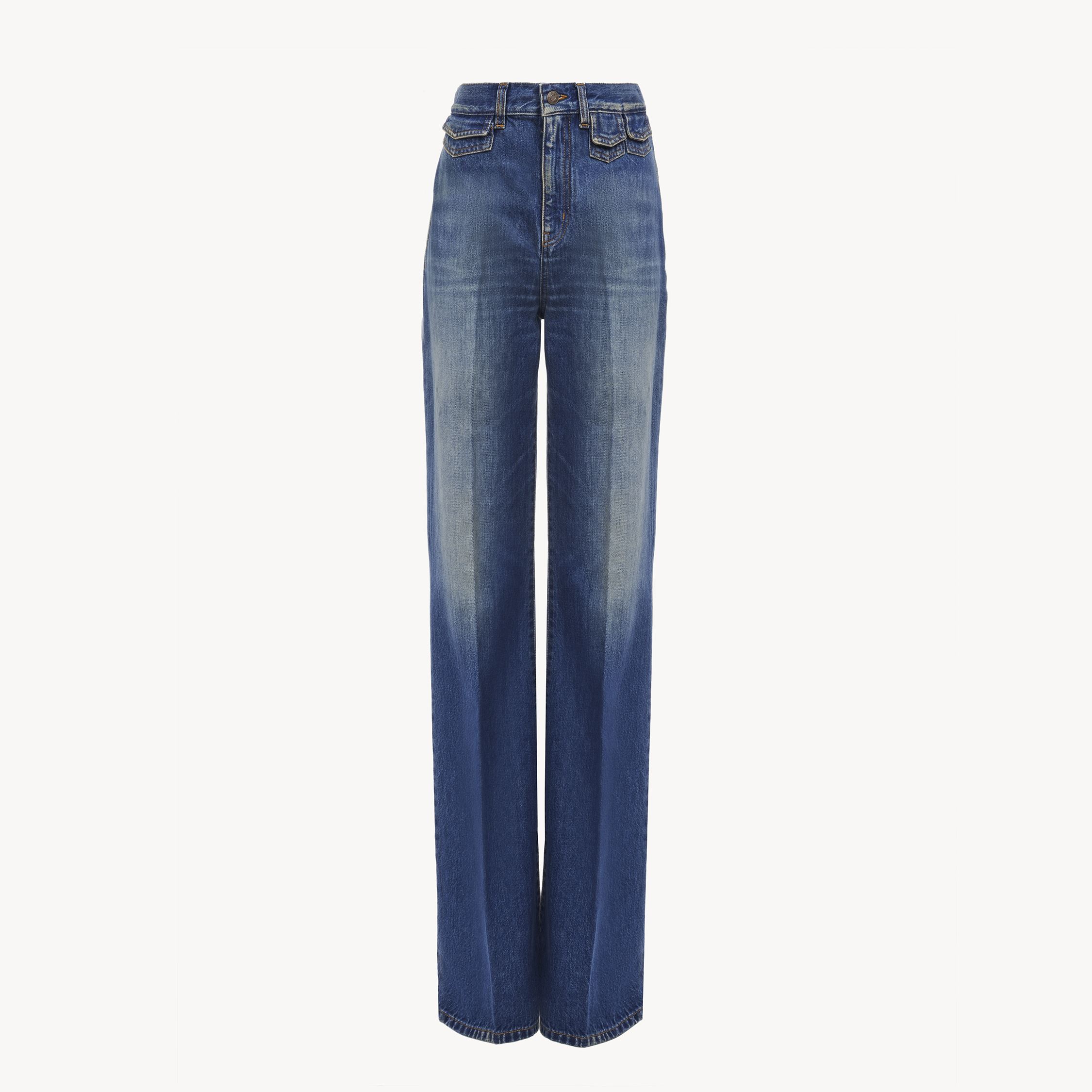 Chloé High-waisted Flared Jeans With Flap Pockets In Blue