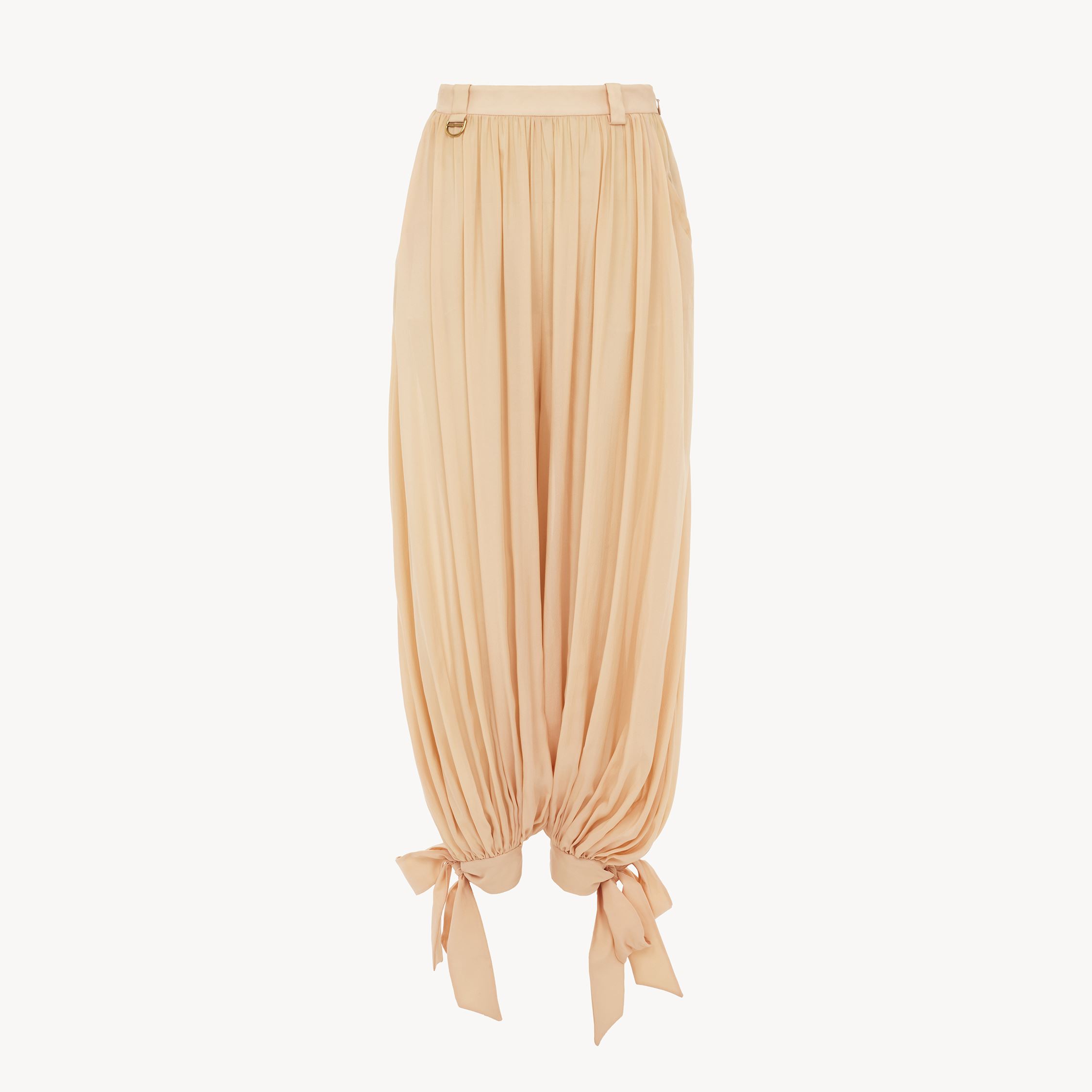 Chloé Fluid Pleated Trousers In Silk Charmeuse Pink Size 14 100% Silk In Pink