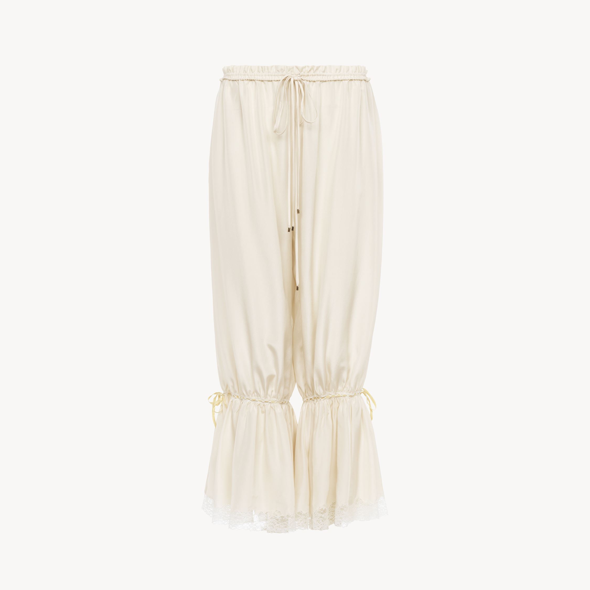 Chloé Lace-trimmed Silk Plonge Cropped Pants In White