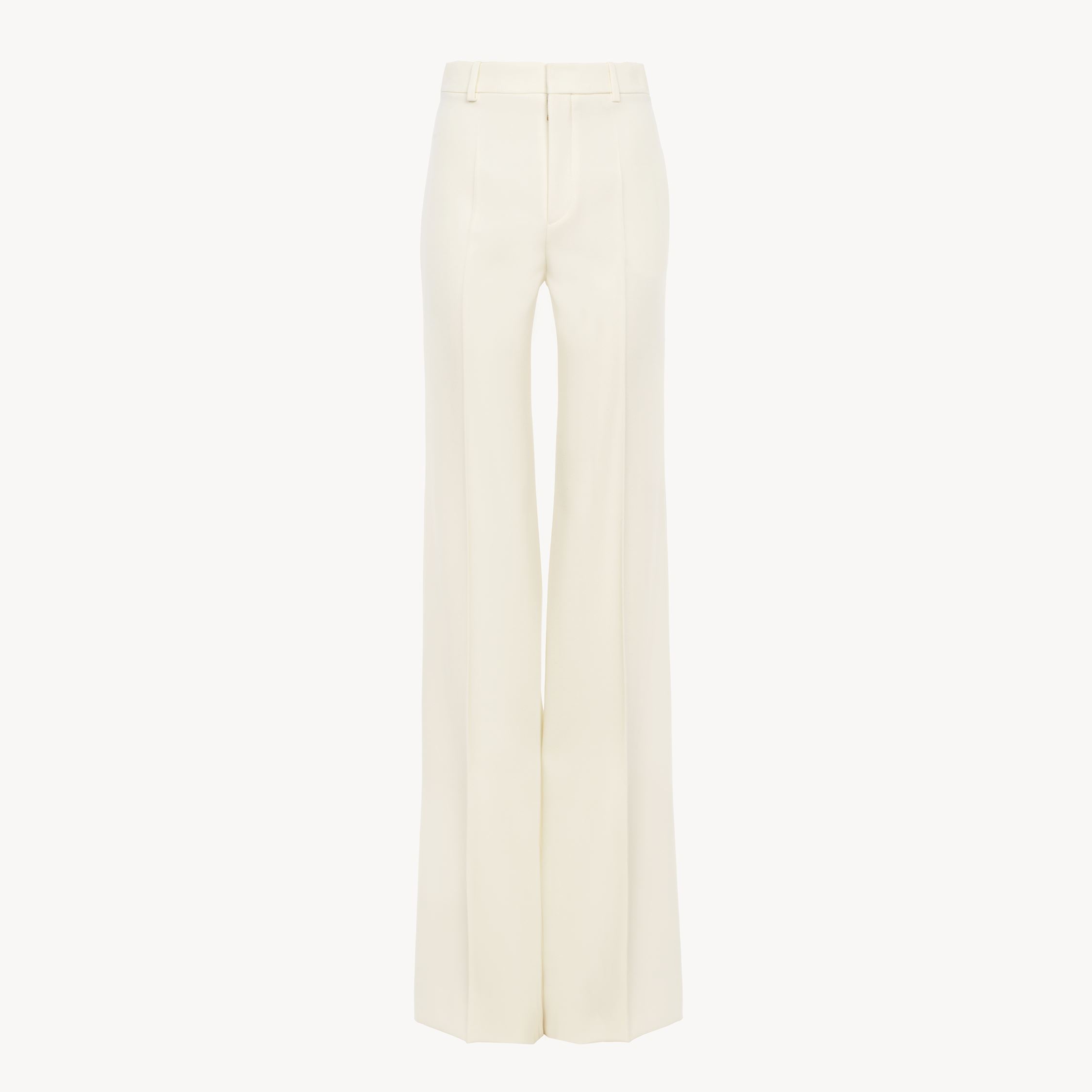 Chloé Pantalon Taille Haute Évasé En Laine Grain De Poudre Femme Blanc Taille 34 100% Laine In White