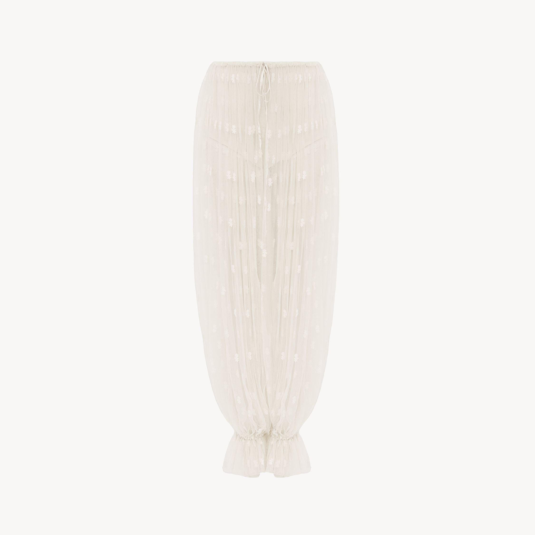 Chloé Drawstring Pants In Embroidered Lace White Size 4 100% Polyester, Silk