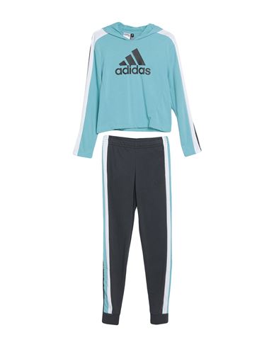 Adidas Originals Adidas Toddler Girl Tracksuit Turquoise Size 6 Cotton, Recycled Polyester In Blue