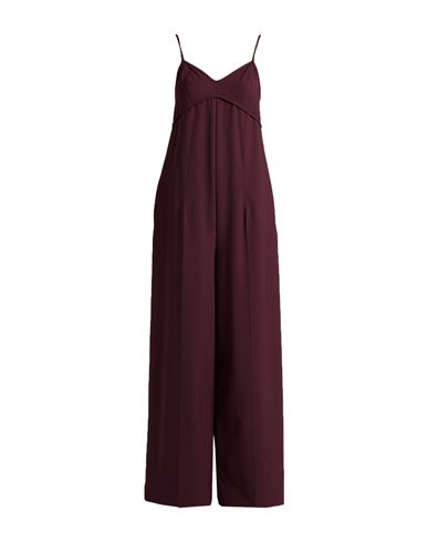 Alysi Chocolat Woman Jumpsuit Plum Size 6 Polyester, Virgin Wool, Elastane