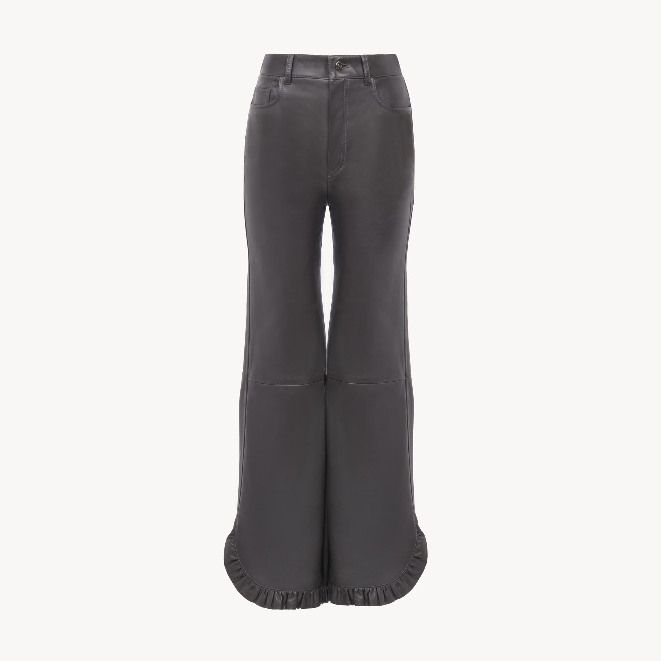 Chloé Pantalon Évasé À Volants En Cuir Femme Noir Taille 42 100% Cuir De Brebis In Black