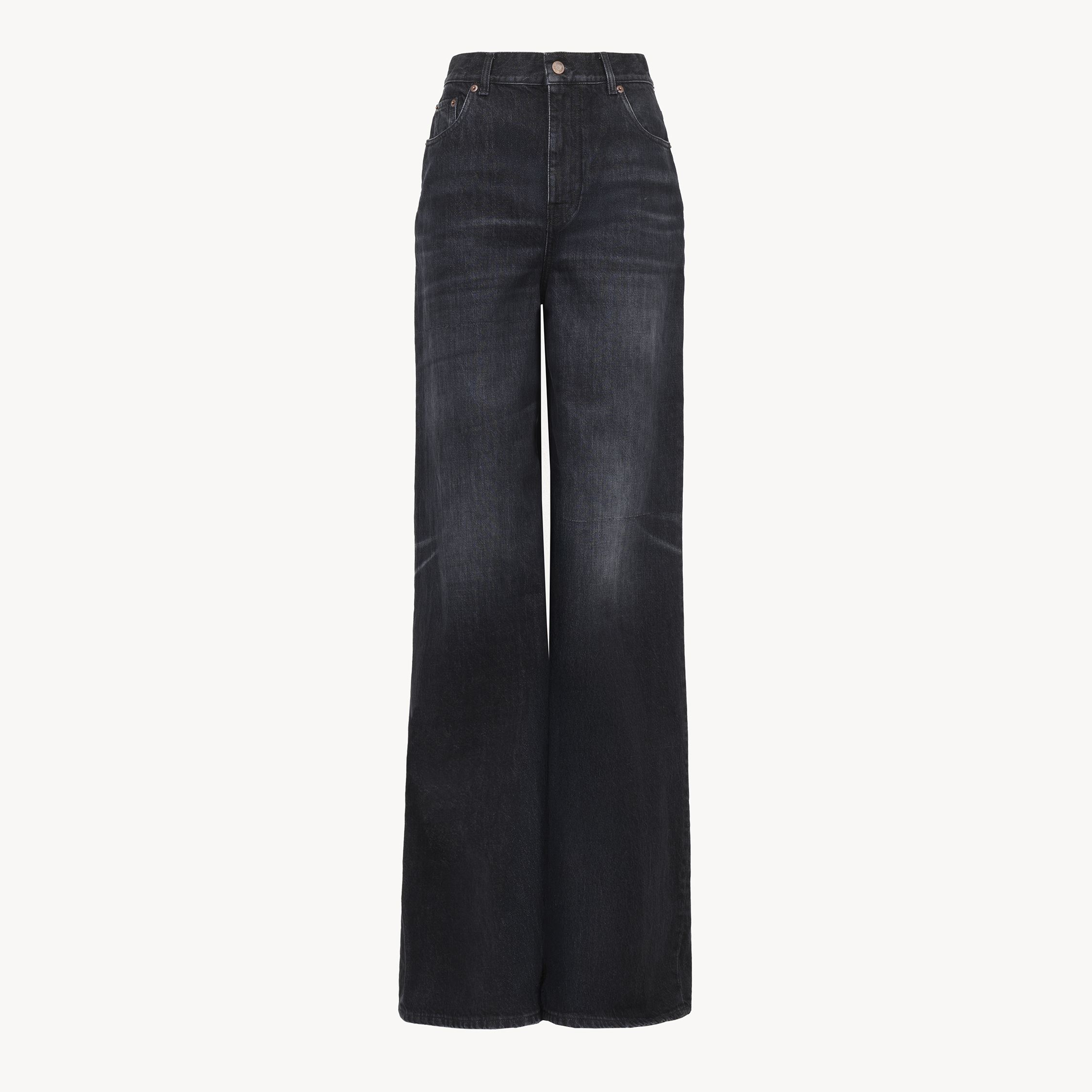 Chloé High-rise Wide-leg Jeans In Denim Black Size 32 100% Cotton