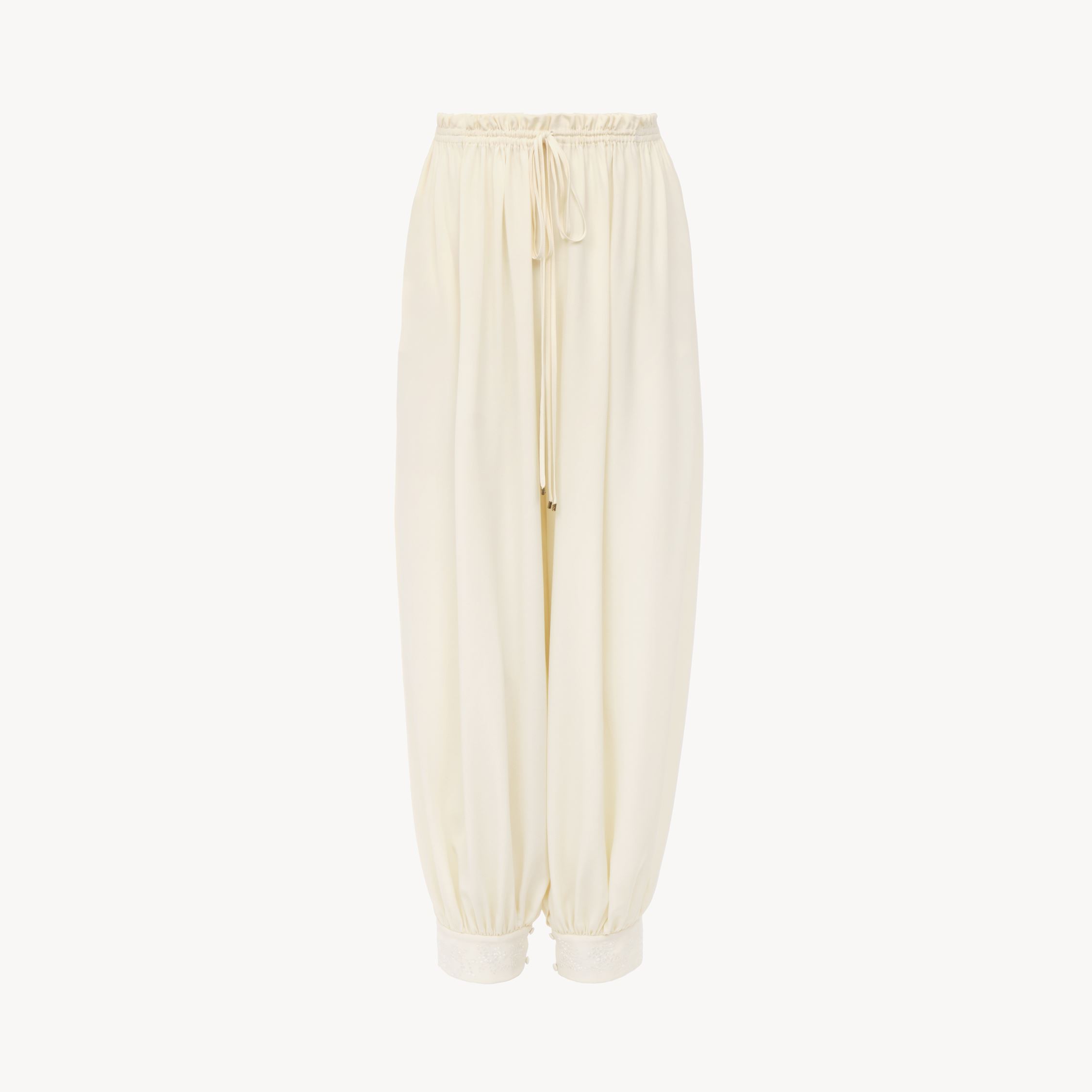 Chloé Pantalon Court Fluide En Crêpe De Chine Femme Blanc Taille 40 100% Soie