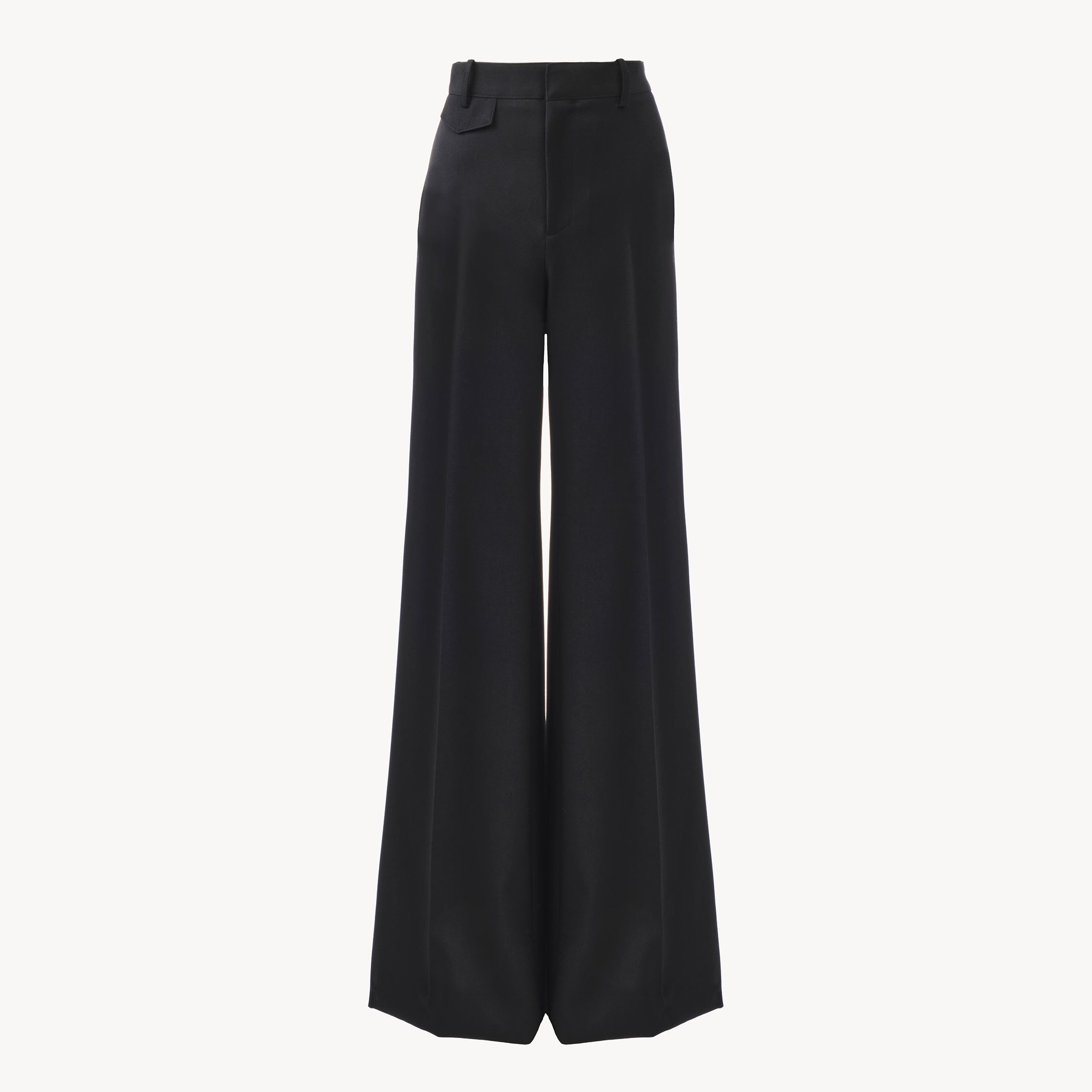 Chloé Flared Wool Trousers Asymmetrical Hems In Blue