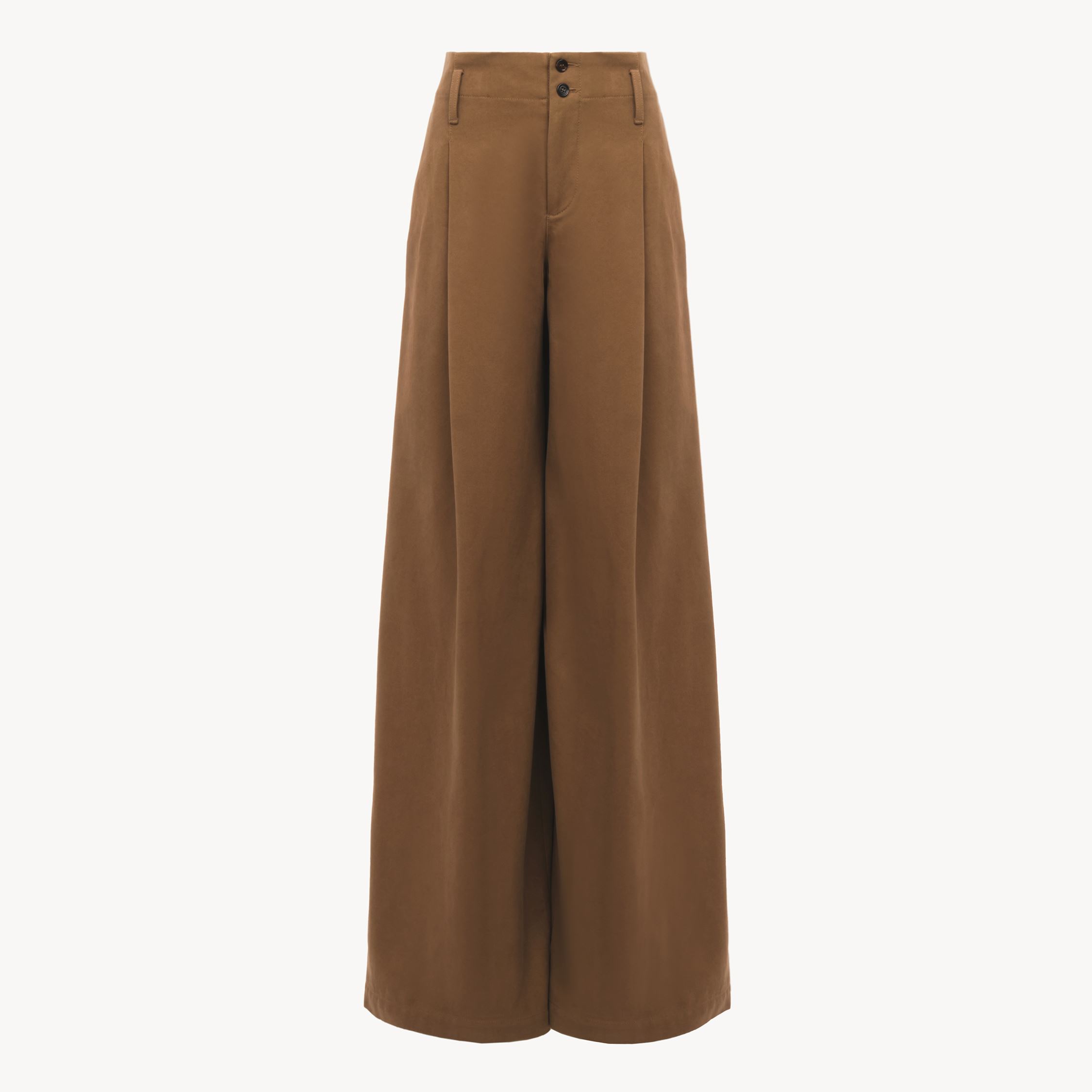 Chloé Pantalon Taille Haute Large En Toile De Coton Femme Brun Taille 42 100% Coton, Horn Bubalus Bubalis,
