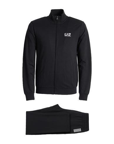 Ea7 Man Tracksuit Black Size L Cotton, Elastane In Black