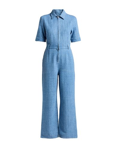 Sandro Woman Jumpsuit Blue Size 8 Cotton In Blue