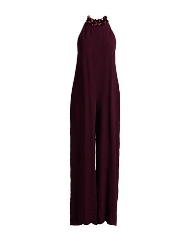 Jucca Woman Jumpsuit Burgundy Size 10 Acetate, Viscose, Polyester, Elastane In Burgundy