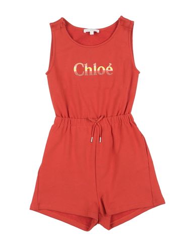 Chloé Toddler Girl Playsuit Tomato Red Size 5 Cotton In Brown