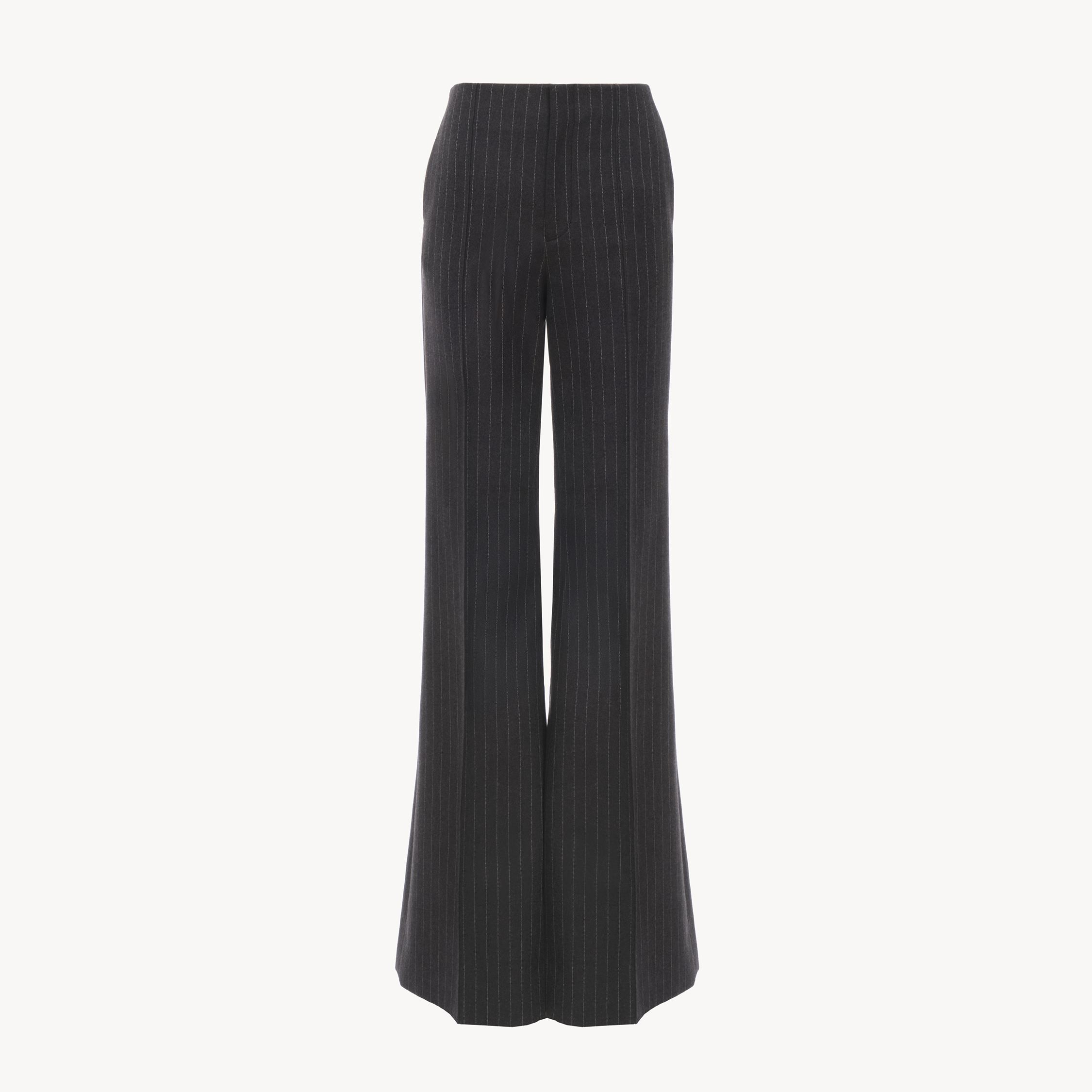 Chloé Striped Casual Pants In Gray