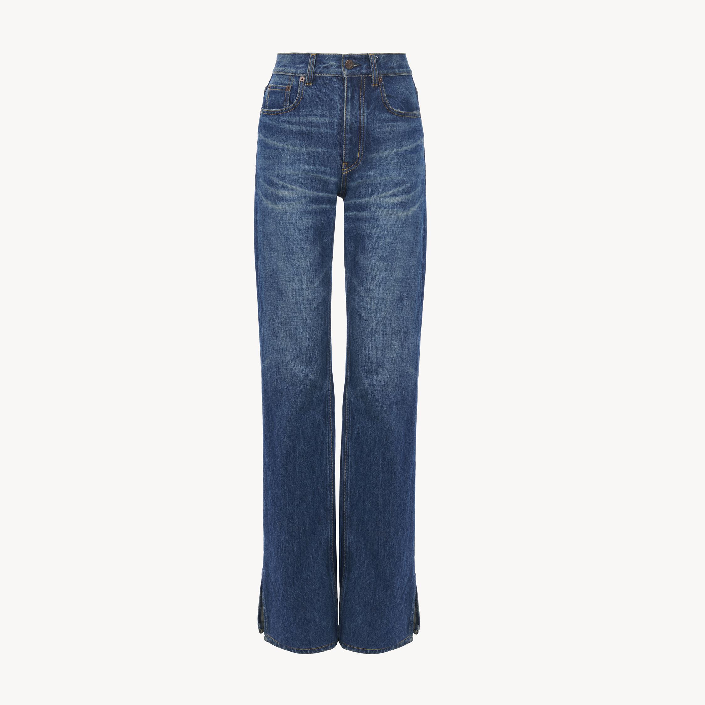 Chloé Straight Jeans In Denim Blue Size 33 100% Cotton