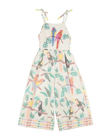 Farm Rio Toddler Girl Overalls Off White Size 6 Linen, Viscose In White