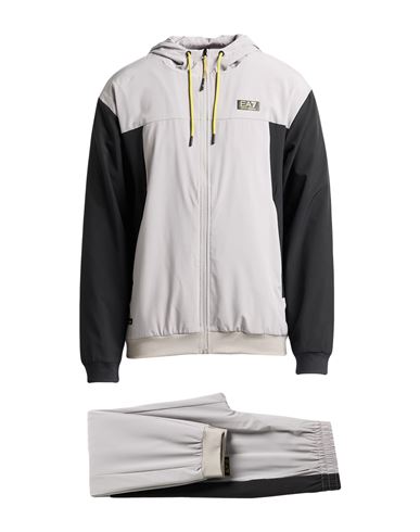 Ea7 Man Tracksuit Light Grey Size Xxl Polyester, Elastane In Gray