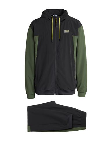 Ea7 Man Tracksuit Military Green Size Xxl Polyester, Elastane In Black