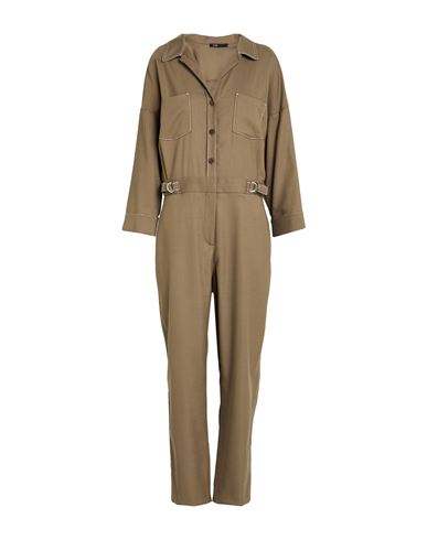 Maje Woman Jumpsuit Khaki Size 10 Polyester, Virgin Wool, Elastane In Sand