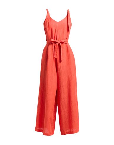 120% Lino Woman Jumpsuit Tomato Red Size 6 Linen