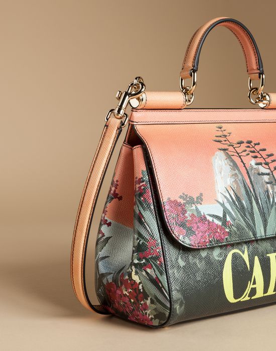 MEDIUM SICILY BAG IN PRINTED DAUPHINE LEATHER - Medium leather bags - Dolce&Gabbana - Summer 2016