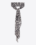 SAINT LAURENT Lavallière D ANIMALIER Lavaliere in Grey and Black Grand Leopard Print f
