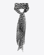 SAINT LAURENT Lavallière D Leopard print lavallière in gray and black silk muslin f
