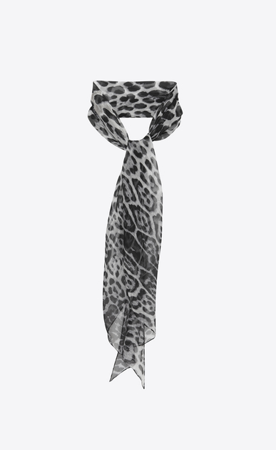 Leopard print lavallière in gray and black silk muslin
