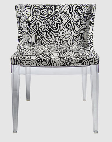 Kartell Mademoiselle Chair Or Bench Black Size - Polycarbonate, Cotton In Animal Print