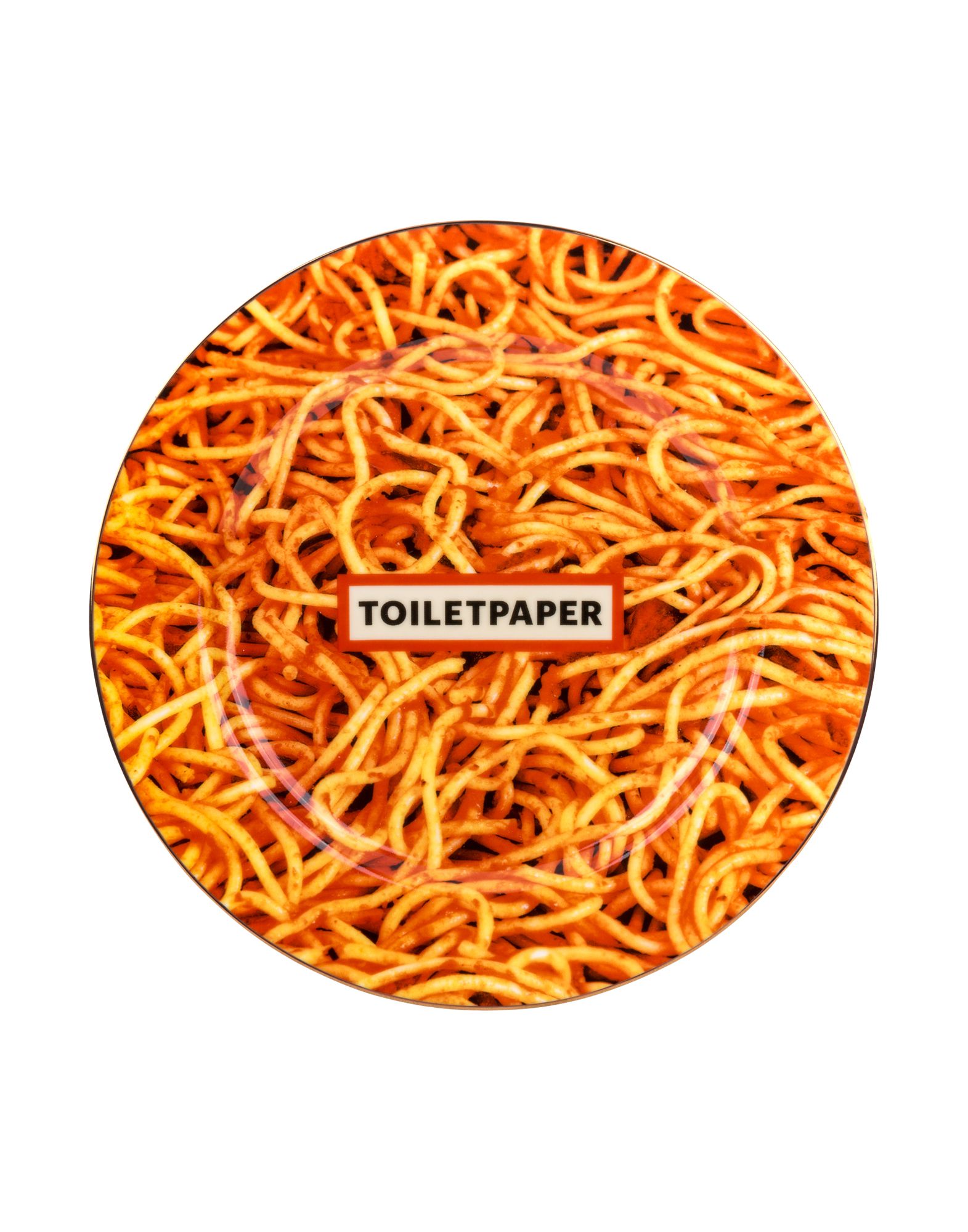 《送料無料》SELETTI WEARS TOILETPAPER Unisex オーナメンタルプレート オレンジ セラミック 100% Spaghetti