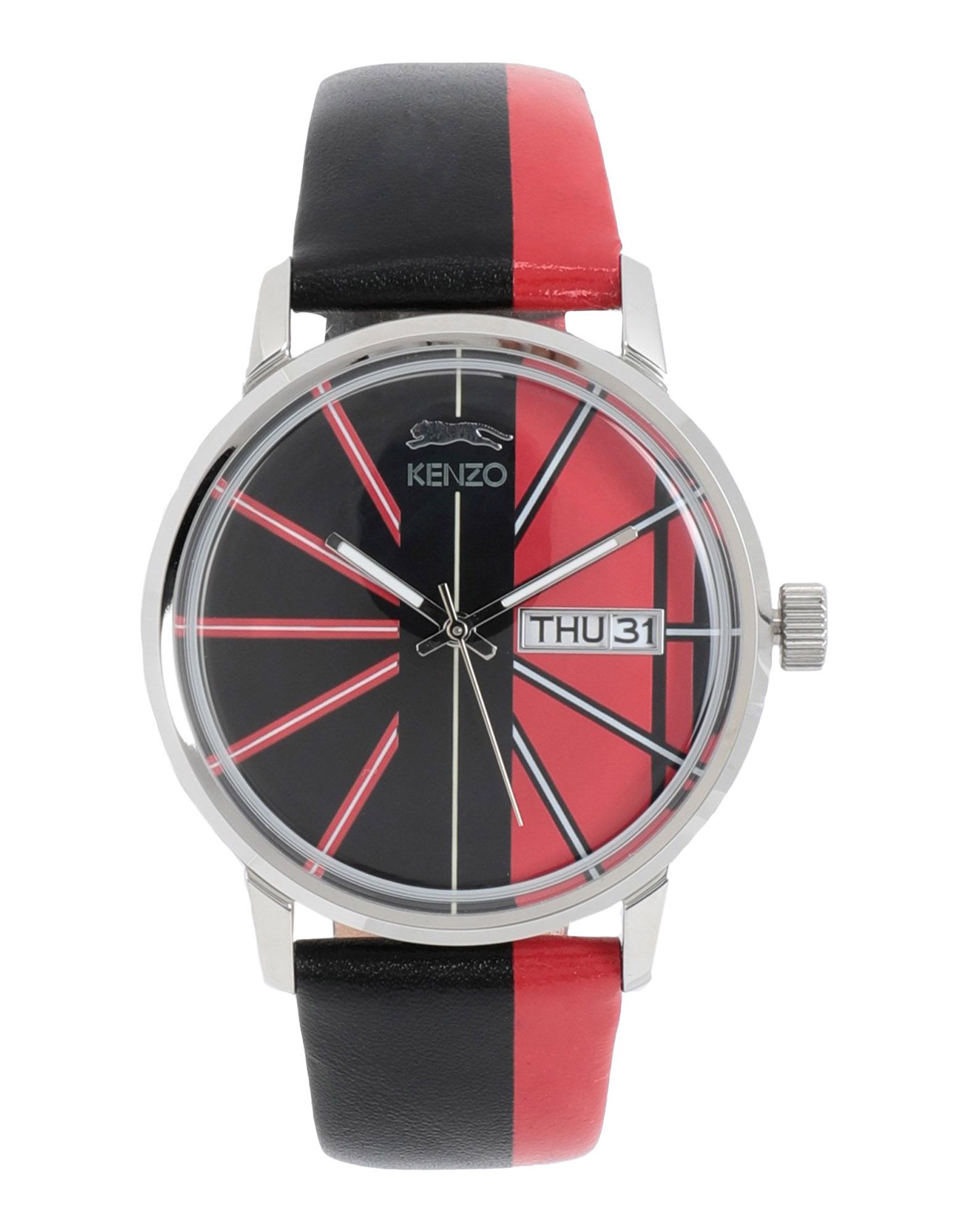 《送料無料》KENZO メンズ 腕時計 ブラック ステンレススチール / 革