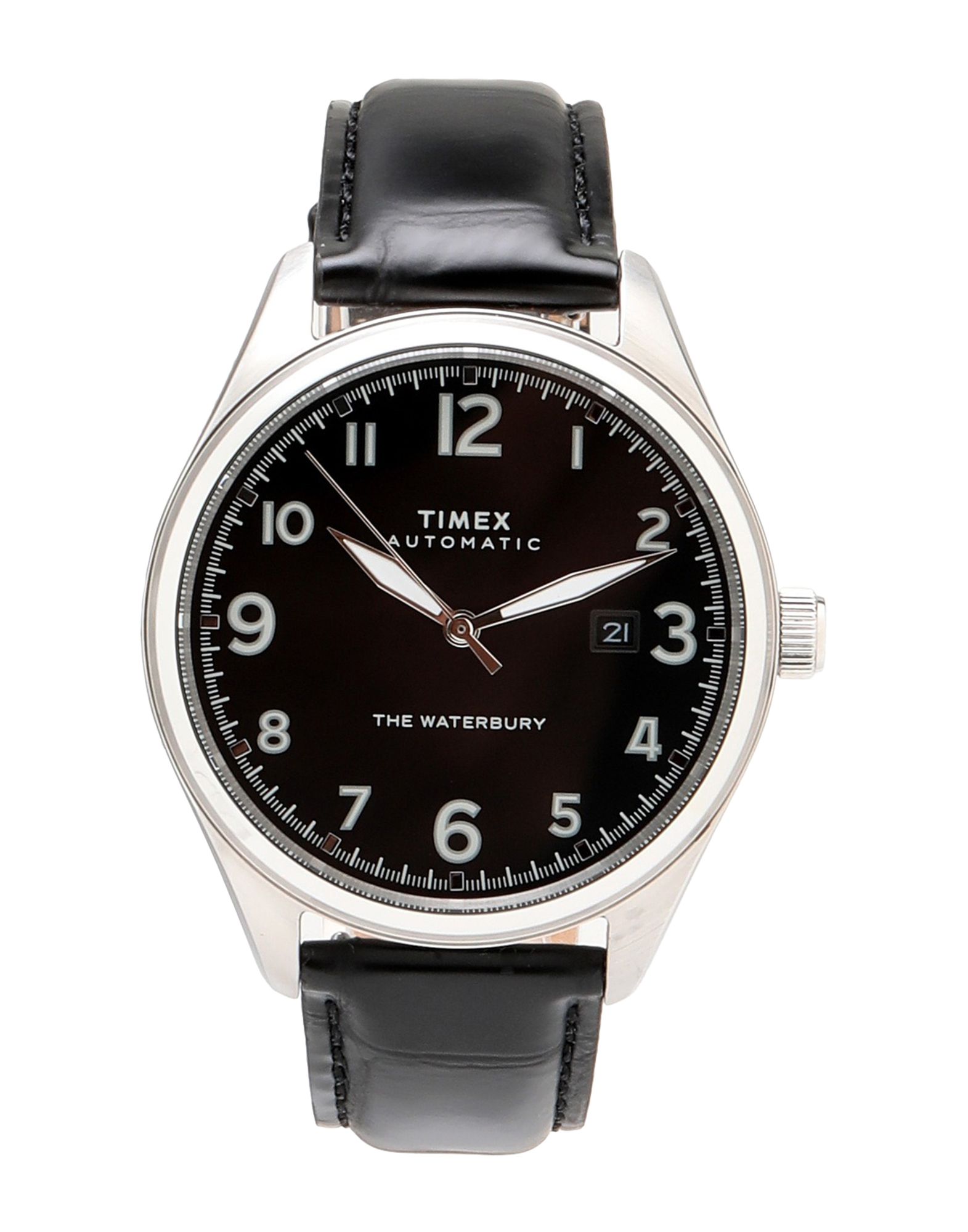 《セール開催中》TIMEX メンズ 腕時計 ブラック 革 WATERBURY AUTOMATIC