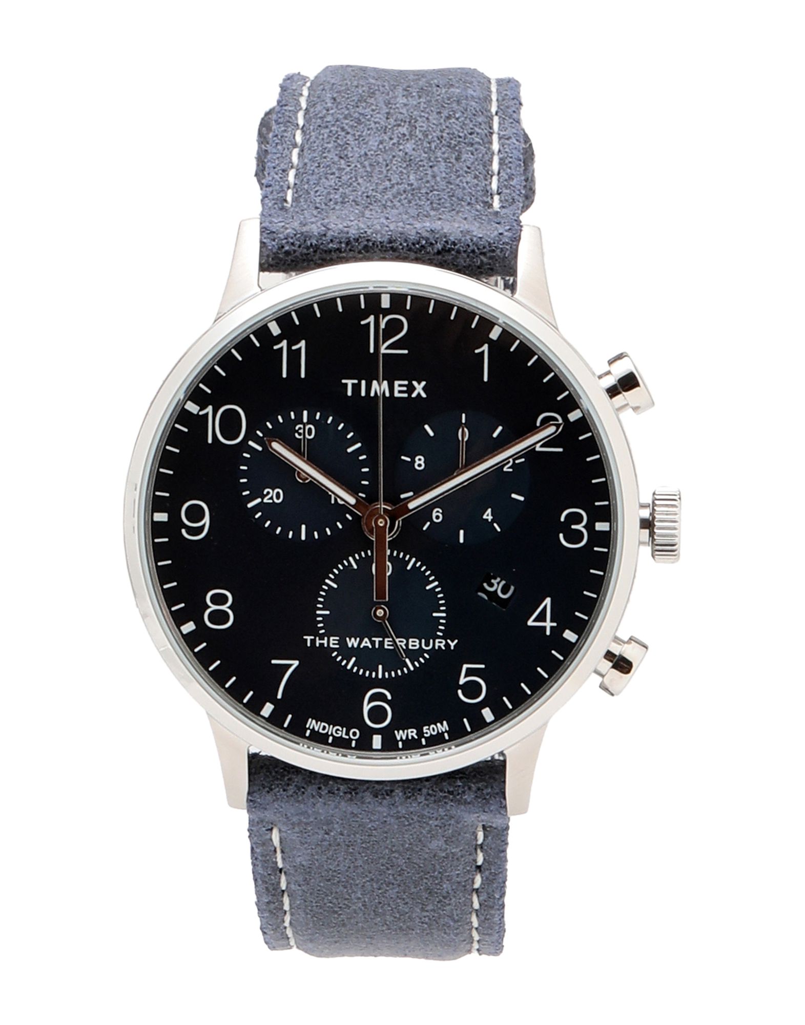 《セール開催中》TIMEX メンズ 腕時計 ブルー 革 WATERBURY CHRONO