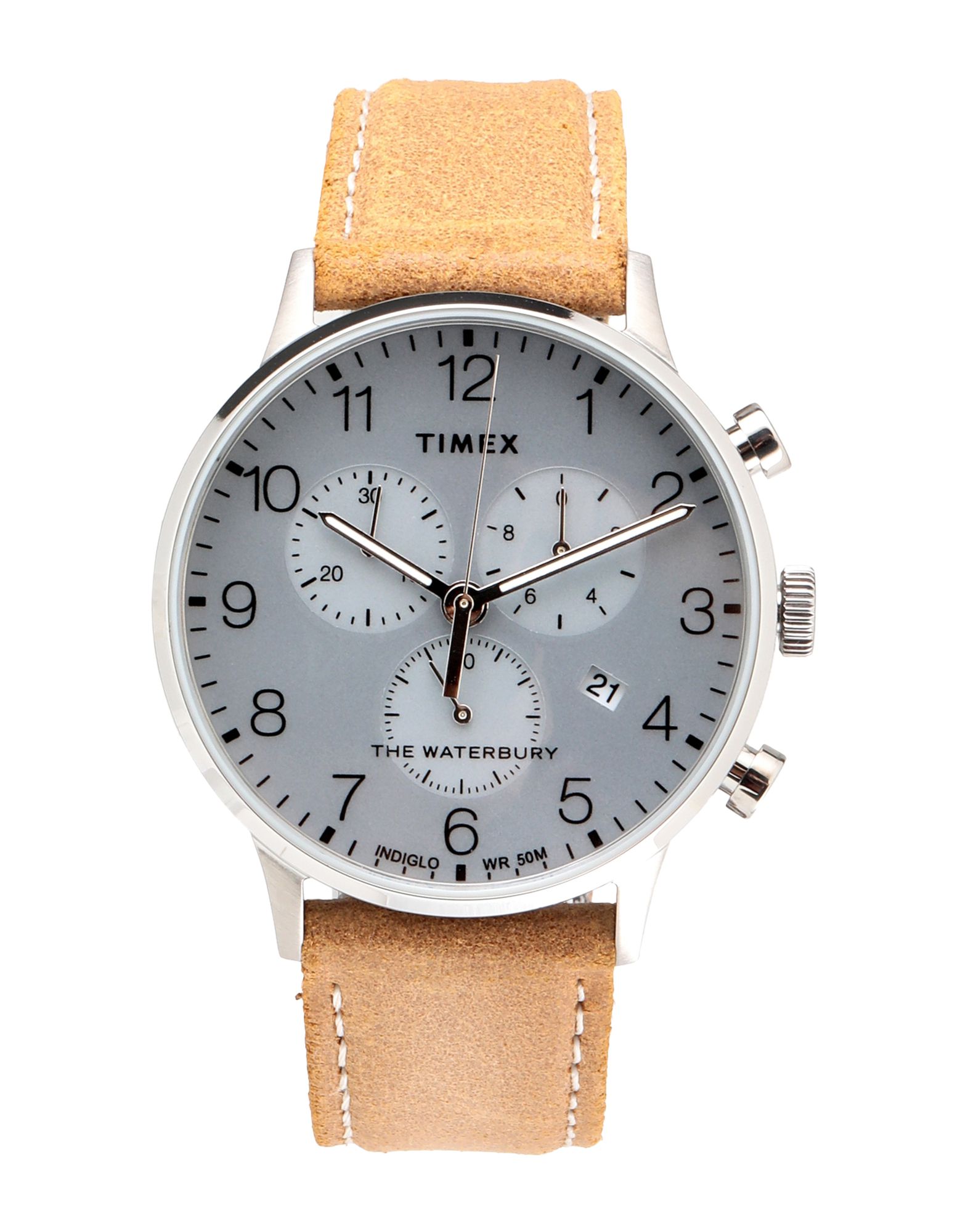 《セール開催中》TIMEX メンズ 腕時計 ライトブラウン 革 WATERBURY CHRONO