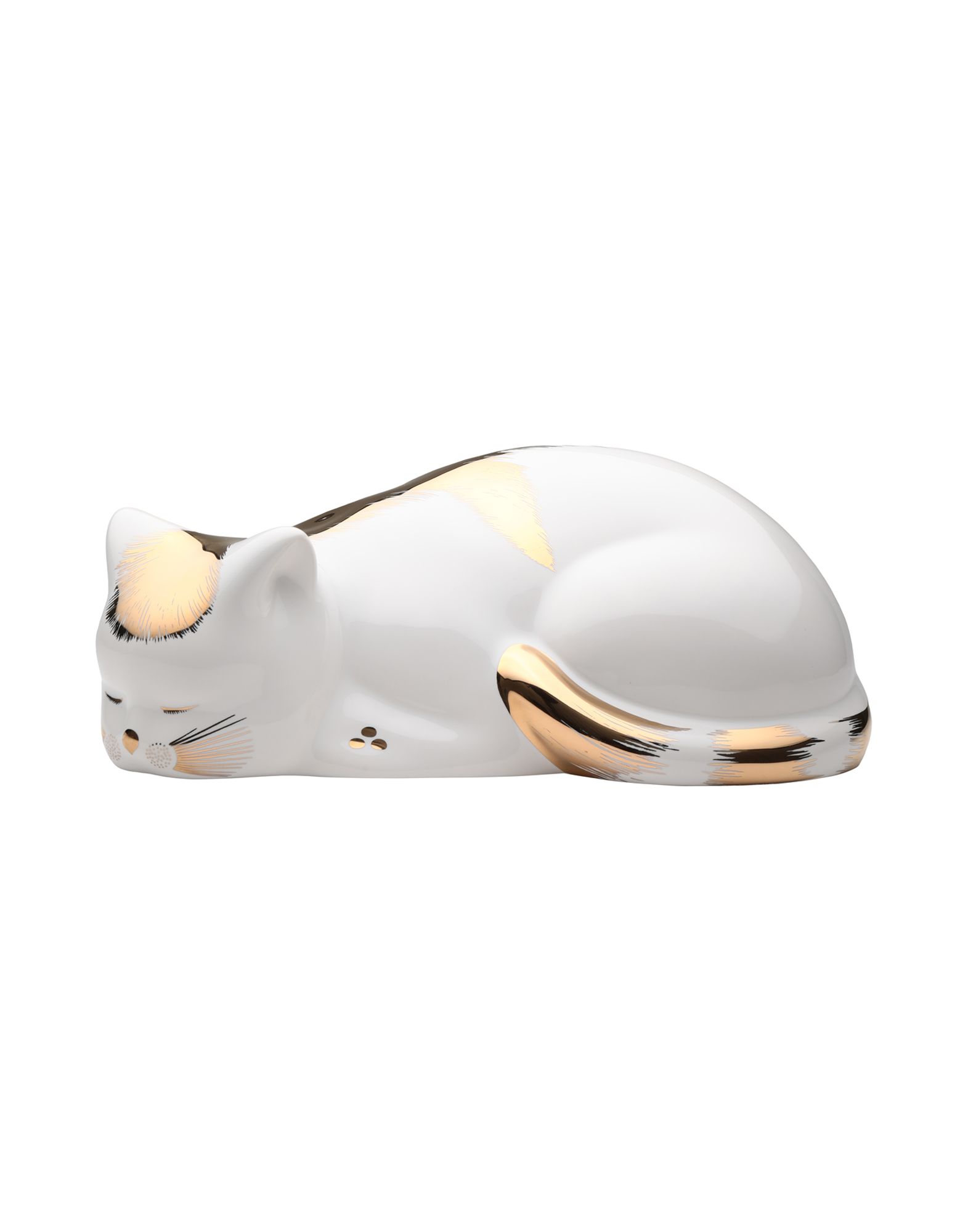 《セール開催中》FORNASETTI Unisex 雑貨 ホワイト 陶製 Cat Striato Gold on White