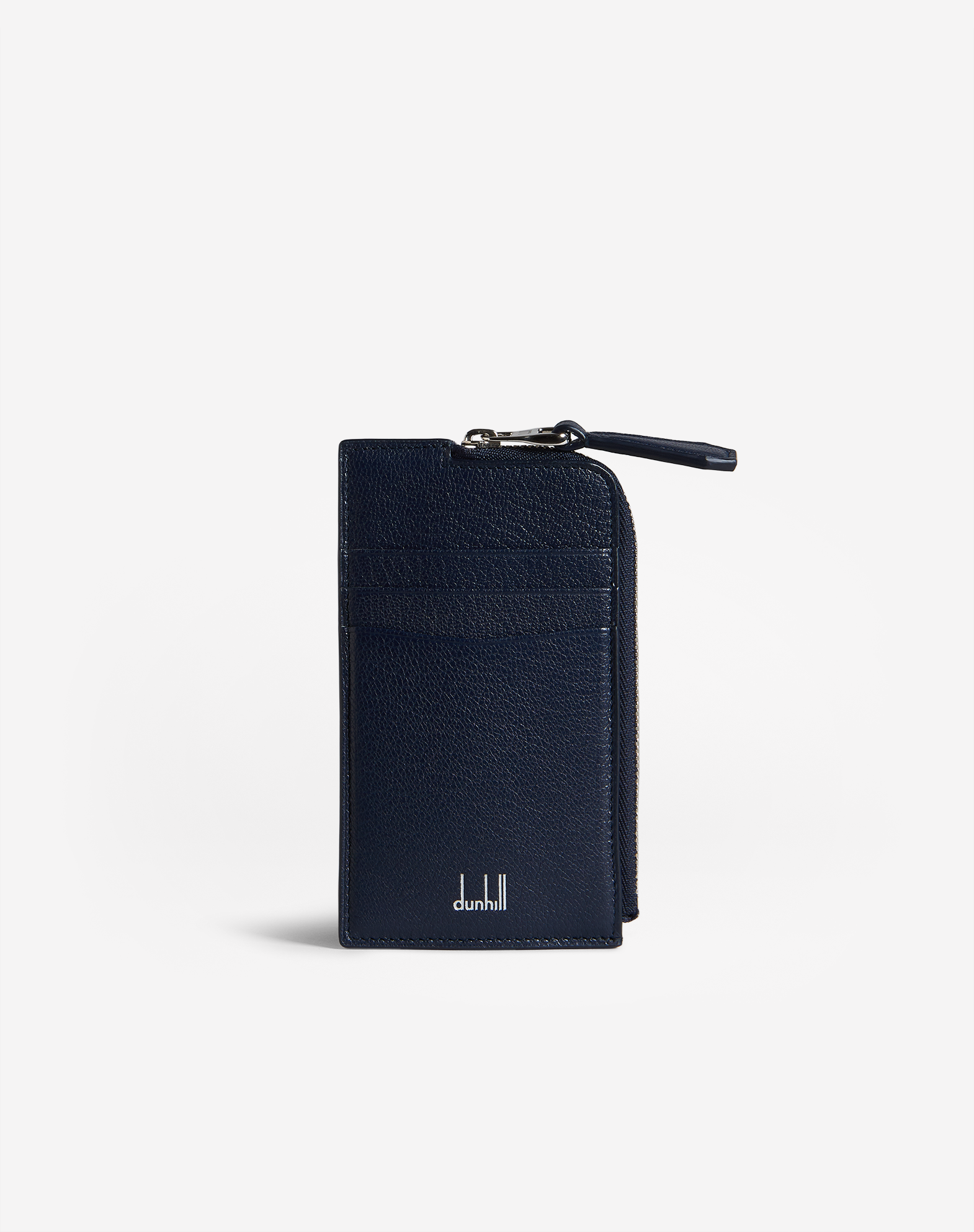 Dunhill Duke Fine Leather Zip Card Case In Navy