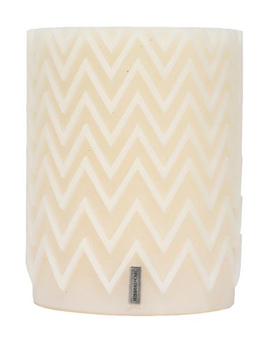 Missoni Home Chevron Candela Lanterna Diam.13 H.17 Candle Ivory Size - Natural Wax In White