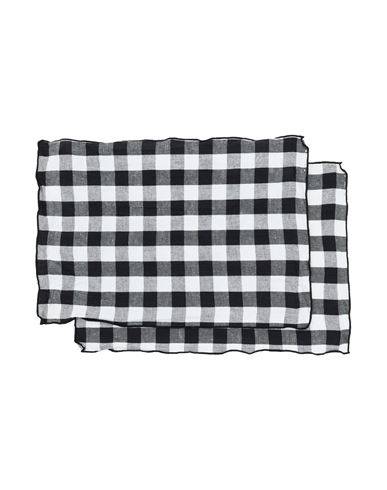 Maison De Vacances Washed Placemat Bourdon Mimi Vichy Set Of 2 Placemat And Runner Black Size - Line In Black
